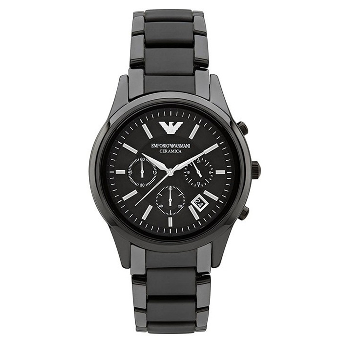 【Emporio Armani】亞曼尼 AR1452 陶瓷錶帶 三眼計時男錶 黑 44mm 台南 時代鐘錶 | 蝦皮購物