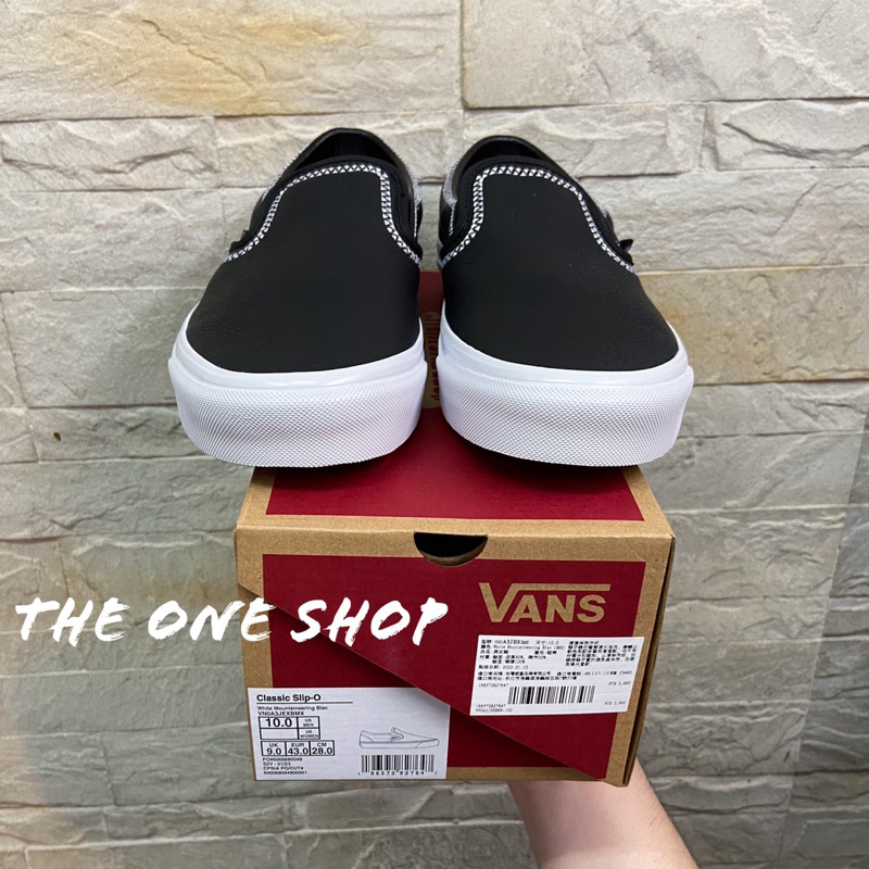 VANS White Mountaineering Slip On 黑色 皮革 懶人鞋 刺繡 VN0A3JEXBMX