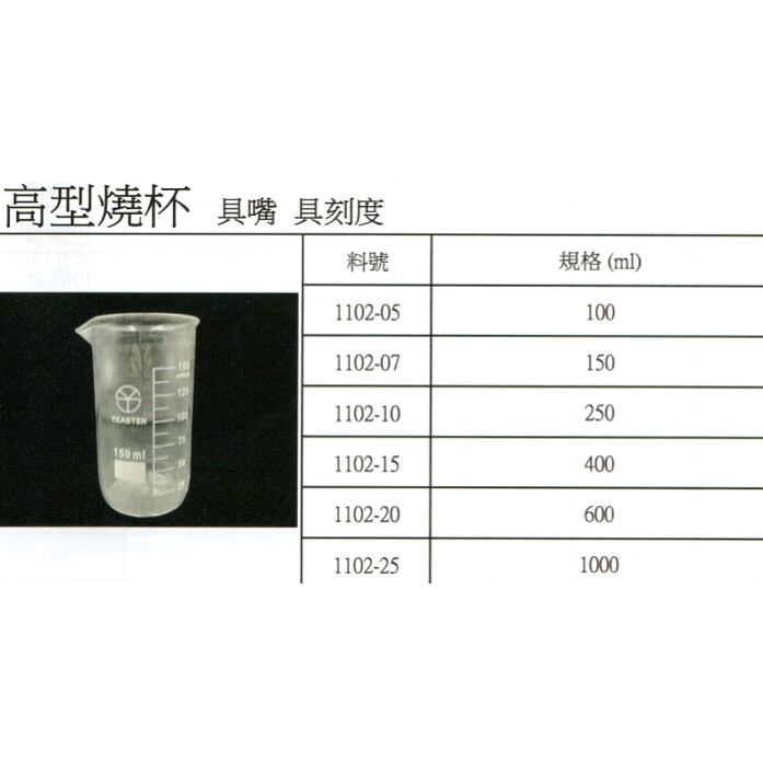 台製高型燒杯 具嘴 具刻度 100/150/250/400/500/600/1000ml 含稅 | 蝦皮購物