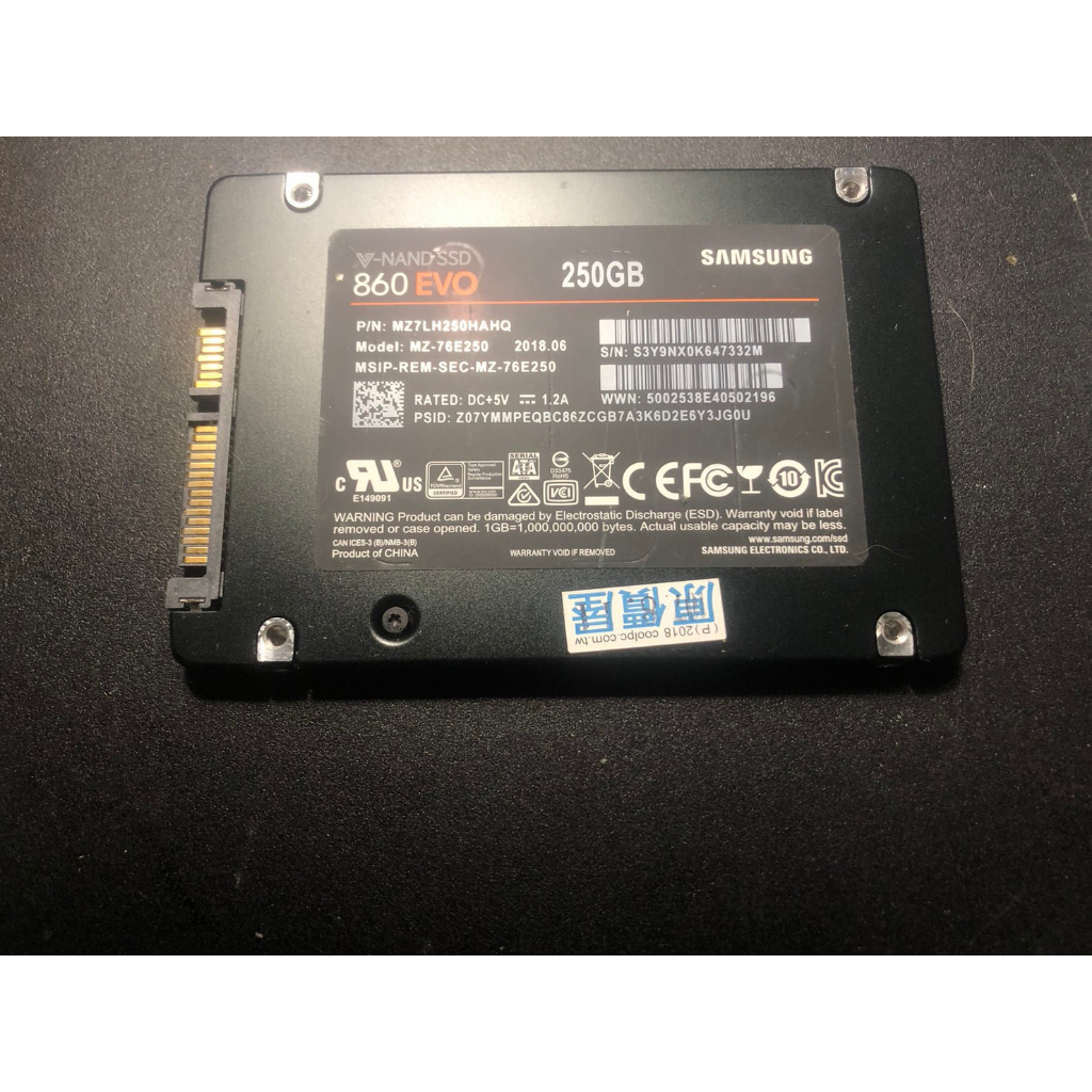 🔥Korea製造🔥Samsung 860 EVO 250GB 可立即使用 SATA3 SSD🔥固態硬碟