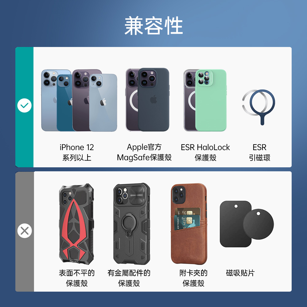 ESR 悅速儀表台款 iPhone MagSafe 磁吸車載無線充電支架, 黑