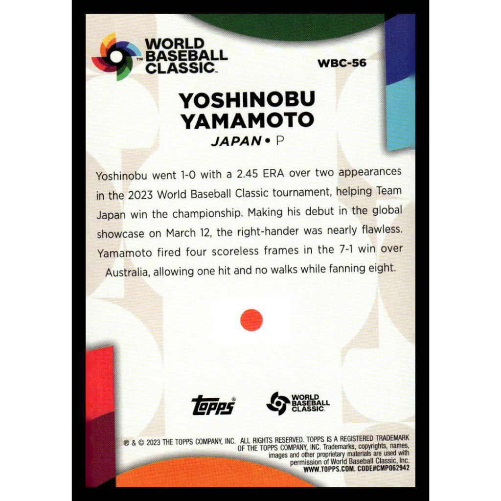 PSA10] 山本由伸 2023 埋め込め Topps Series 2 #WBC-56 World