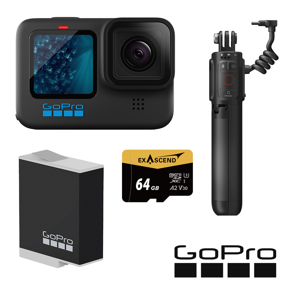 GoPro】HERO 11 Black Volte 手把組(主機+Enduro充電電池+Volta+記憶卡