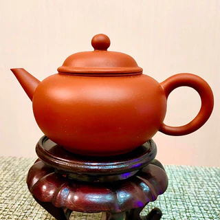 超珍館蔵】紫砂壺 筋紋潘壺 汪寅仙款 紅泥 茶具 茶道品 置物 古
