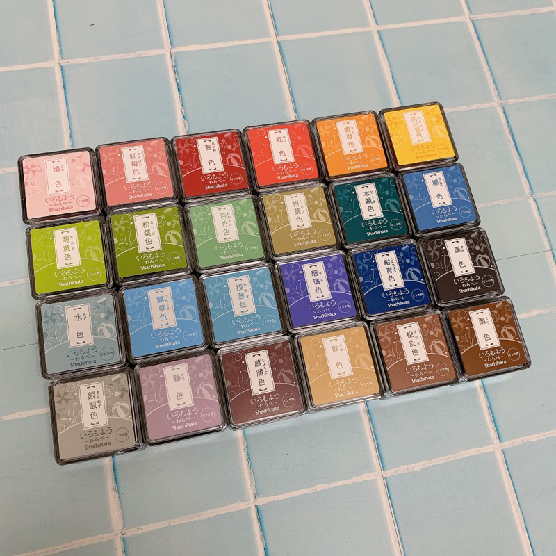 【灣家喜文具店】shachihata 迷你印台 印泥 傳統色 日本進口 油性 方型印台 文具 | 蝦皮購物