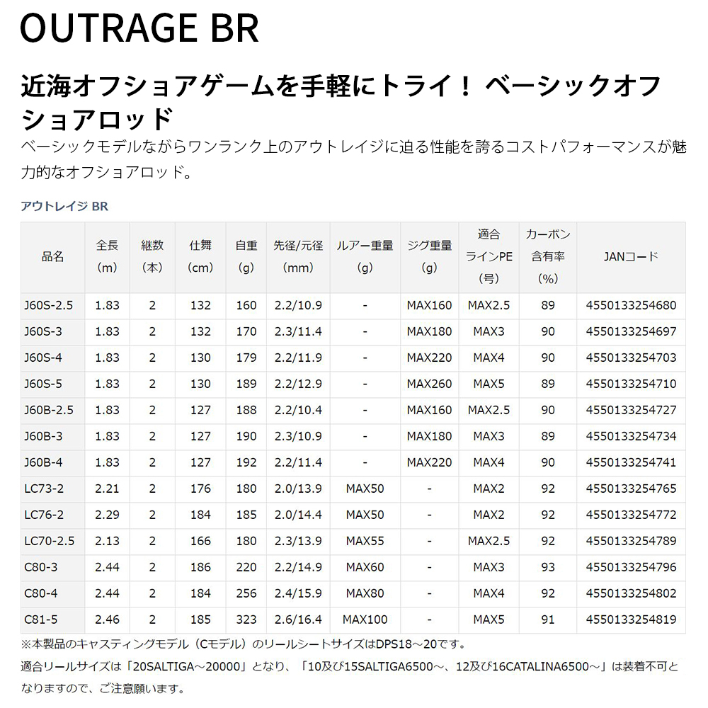 DAIWA OUTRAGE BR JIGGING [漁拓釣具] [船釣鐵板竿] | 蝦皮購物