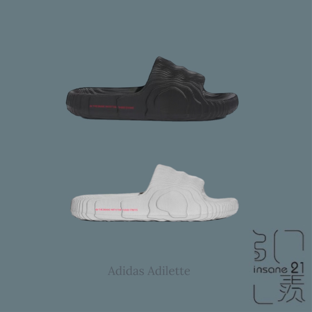 ADIDAS ADILETTE 22 SLIDES 波浪 拖鞋 黑// 灰 ID4925 4926【Insane-21】 | 蝦皮購物