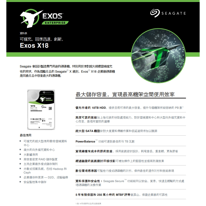 全新未拆/Seagate希捷/Exos X18/12TB 3.5吋企業級硬碟/ST12000NM000J