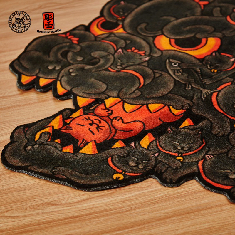 奧司玩具OFF ART x 彫壬百貓紅蓮地毯哥吉拉godzilla 貓咪紅蓮地墊浮世