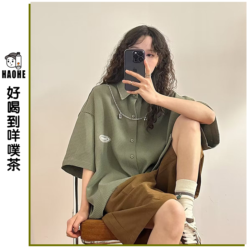 ［特價$169→$99］優雅披風式半袖襯衫 通勤