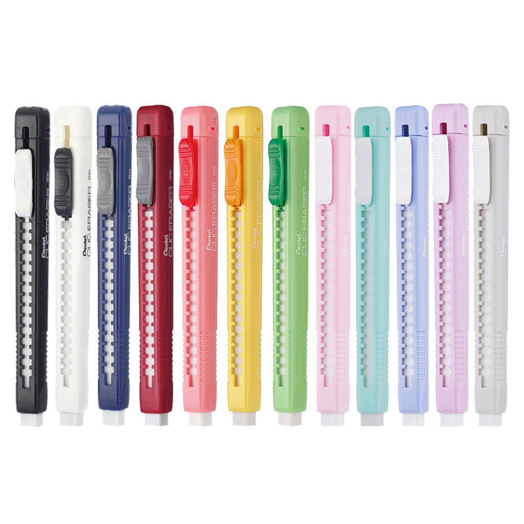 Pentel 飛龍｜CLIC ERASER 自動橡皮擦 (基本色/柔色)(筆型橡皮擦/補充替芯)｜ZE80｜ZER80｜ 蝦皮購物