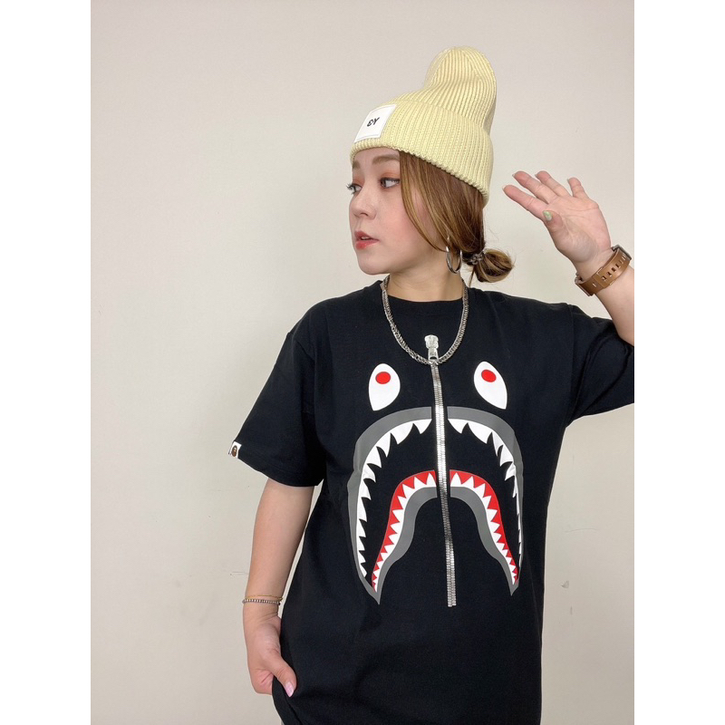 小蜜酥日本潮流A BATHING APE BAPE 燙銀拉鍊鯊魚灰嘴【BAPE1-D071102