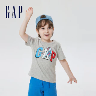 Gap 男幼童裝 Logo/印花純棉短袖T恤 布萊納系列-灰色(667210)