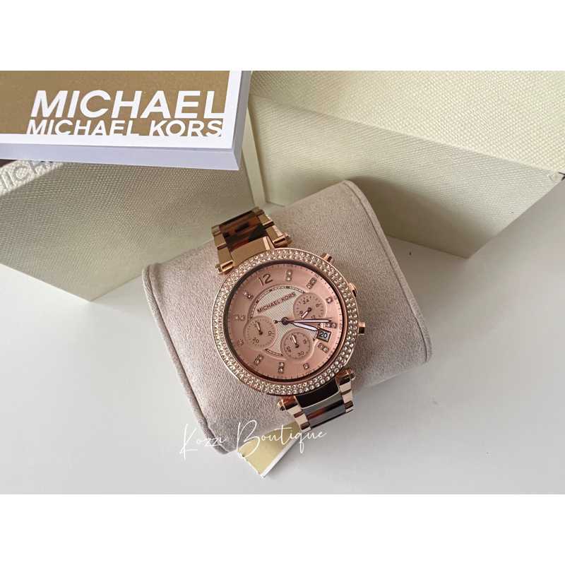 Michael Kors mk5538 玫瑰金琥珀水鑽三眼計時手錶時尚錶MK mk 錶mk