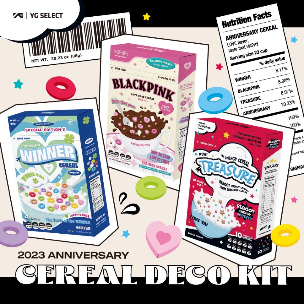 KMUSIC🎙BLACKPINK WINNER TREASURE 2023出道周年紀念日 CEREAL DECO KIT