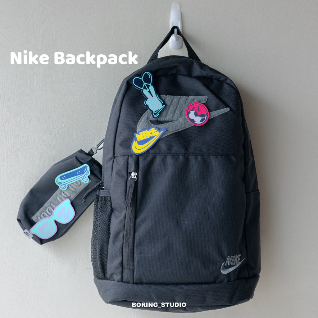 【Boring】NIKE Backpack 魔鬼氈 後背包 附小物袋 黑 | 蝦皮購物