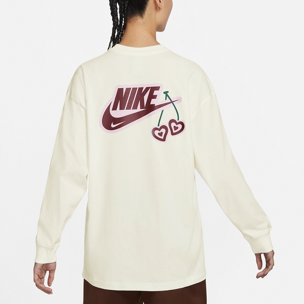 RTG】NIKE NSW ESS LS VDAY 薄長T 米色情人節櫻桃愛心小勾女款FD9933