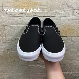 VANS White Mountaineering Slip On 黑色皮革懶人鞋刺繡VN0A3JEXBMX