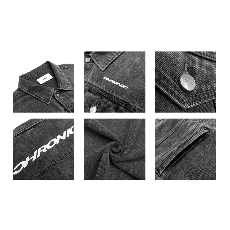 CHRONIC/J-01/M/全新FTR LOGO DENIM JACKET WASHED DARK GREY | 蝦皮購物