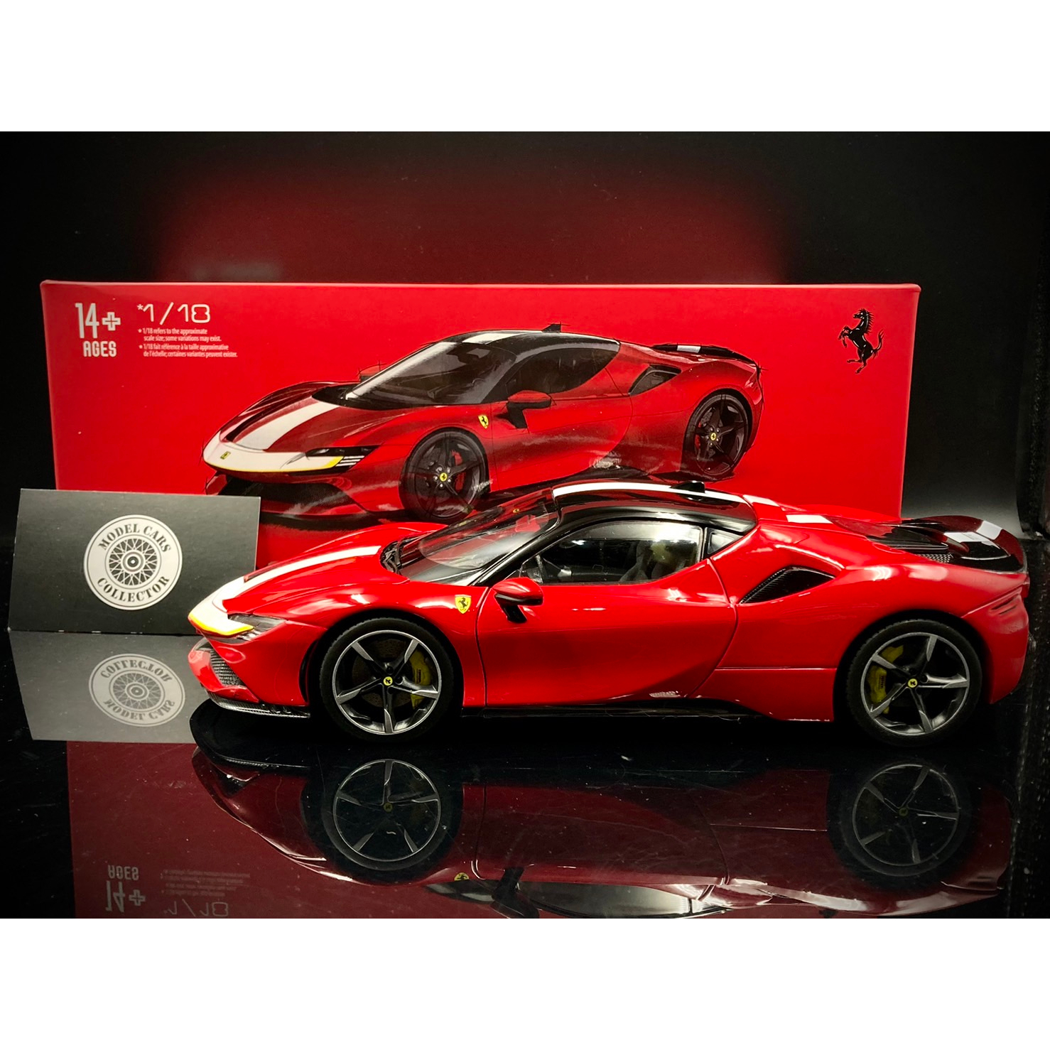 收藏模人】 BBurago Ferrari SF90 Stradale 精細版經典紅1/18 1:18