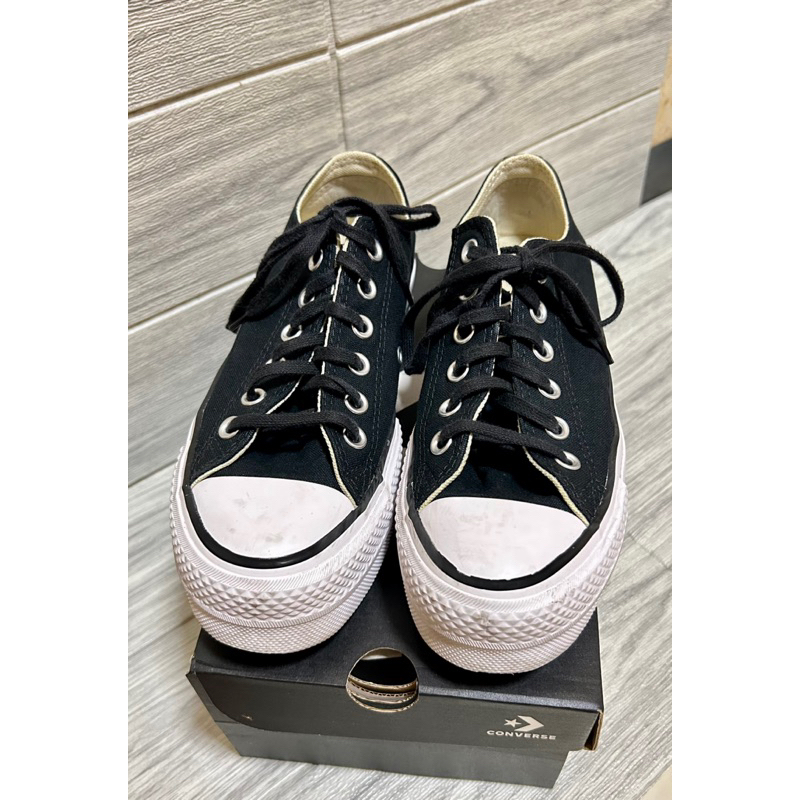 二手Converse Ctas Lift 黑低筒厚底帆布增高休閒鞋560250C 24cm US7