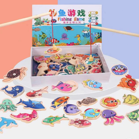 MagiDeal 32 Pieces Fish Model Set Baby Magnetic Fishing Bath Toy