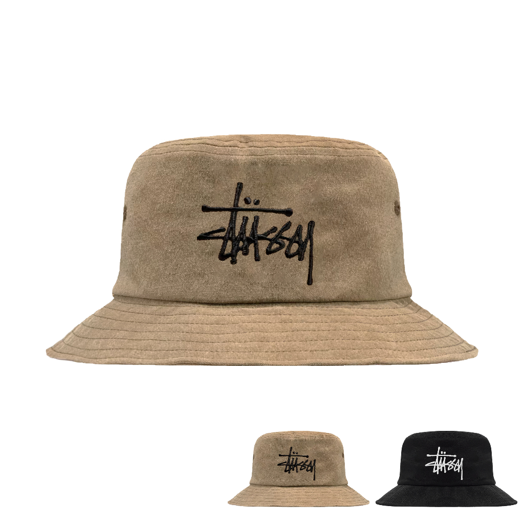 Stussy big logo discount canvas bucket hat