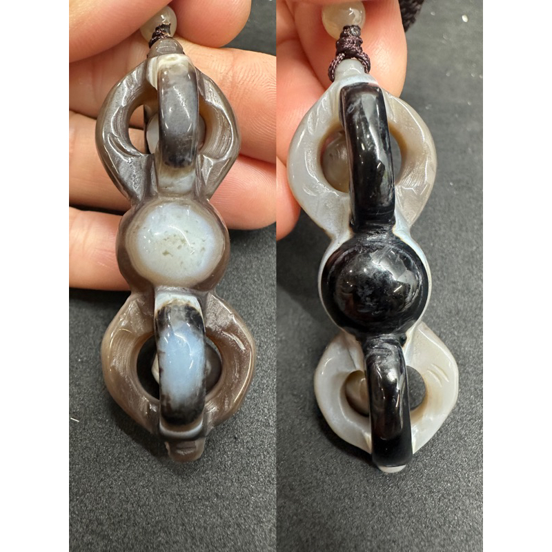 D9194 天然西藏原礦金剛杵九頁岩天眼珠九頁岩天珠項鍊| 蝦皮購物