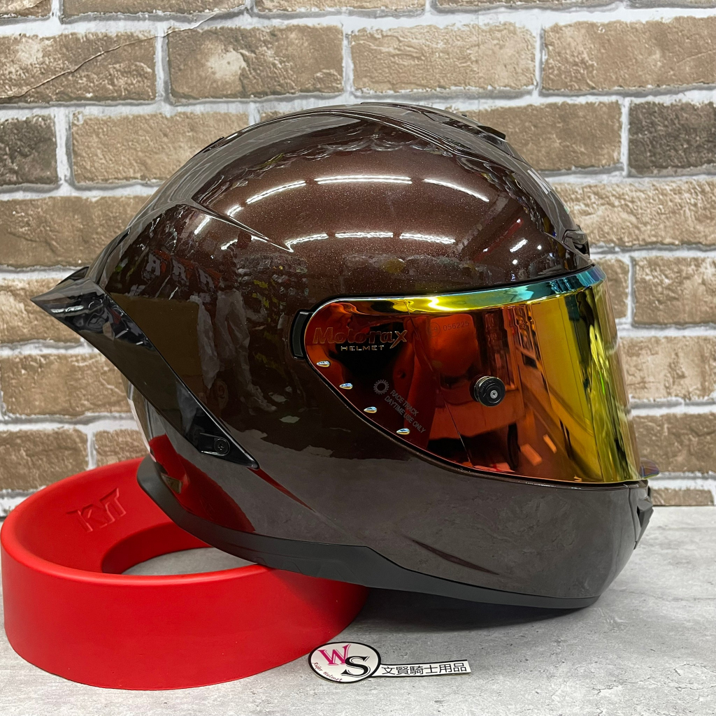 台南WS騎士用品 Motorax R50S 咖啡色 質感 低調 電鍍片 多層膜鏡片 大鴨尾 MOTORAX安全帽 | 蝦皮購物