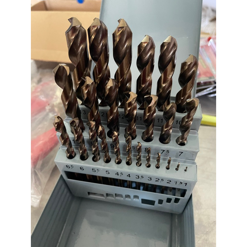 【最強鑽尾】台灣製 直柄含鈷鑽頭 白鐵專用 1-10mm 19件組 附鐵盒裝 含鈷鑽頭 白鐵鑽頭 | 蝦皮購物