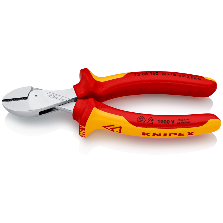 切手06 美德工具】KNIPEX 73 06 160 緊湊型X-CUT斜口鉗(鍍鉻絕緣防銹版)，耐