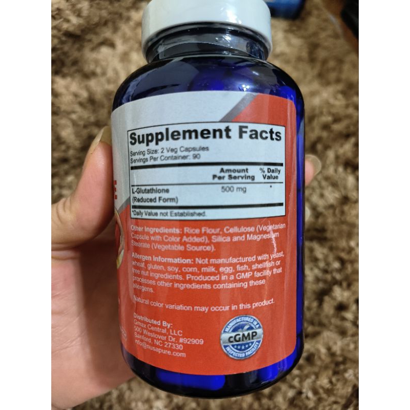 nusapure reduced glutathione 美國NusaPure Reduced Glutathione 還原型穀胱甘肽500毫克180粒(90天) 素食膠囊| 蝦皮購物