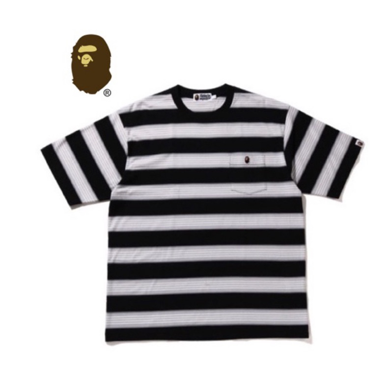 現貨A BATHING APE® HOOP ONE POINT RELAXED FIT TEE 猿人頭橫條紋短袖