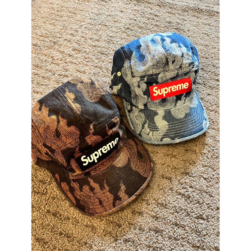 HS⚑ Supreme Flames Jacquard Denim Camp Cap 丹寧牛仔露營帽SS23