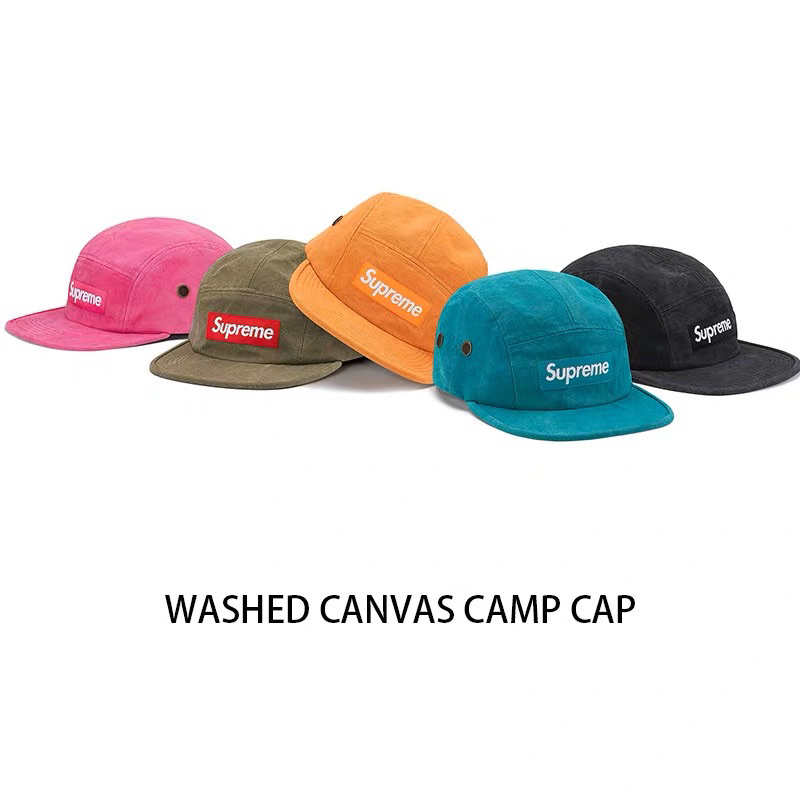 supreme潮牌22SS新款wash canvas camp兩孔透氣露營户外帽子鴨舌帽