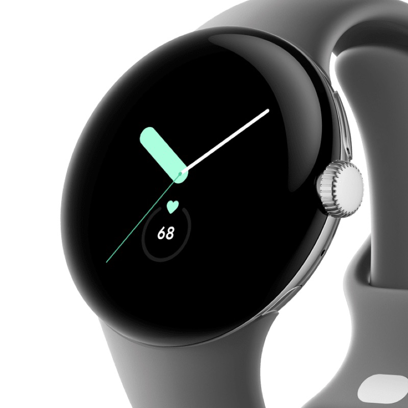 台版google pixel Watch LTE 版金屬銀不鏽鋼錶殼/石墨黑運動錶帶送