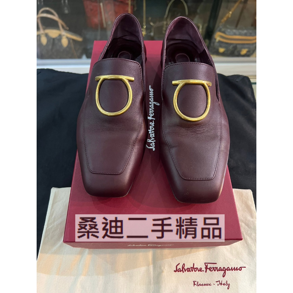 Ferragamo 棗色紳士鞋 36號