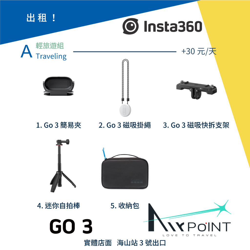 AirPoint】【出租】Insta360 Go 3 出租租賃租拇指相機第一人稱運動相機