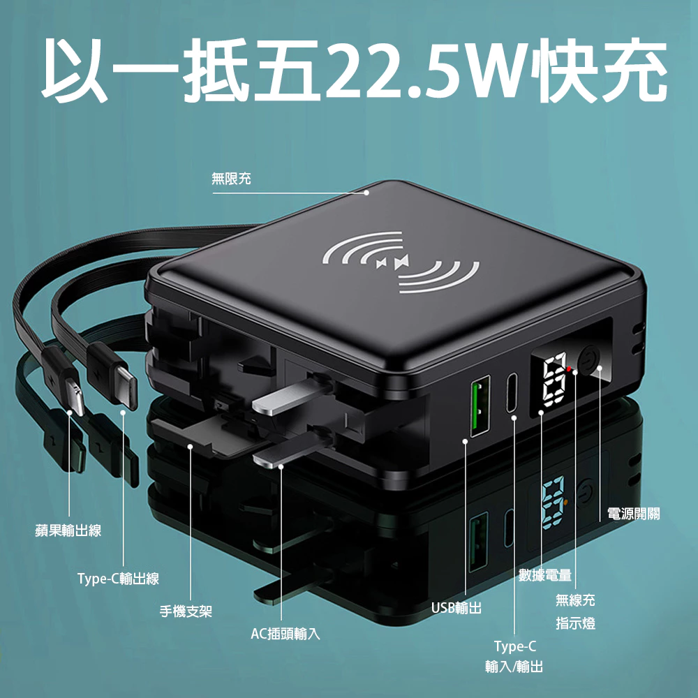 BSMI認證 台灣現貨 行動電源 15000mA 自帶線行充 充電寶 POWERBAMK 聖誕 交換禮物 充電寶 尾牙