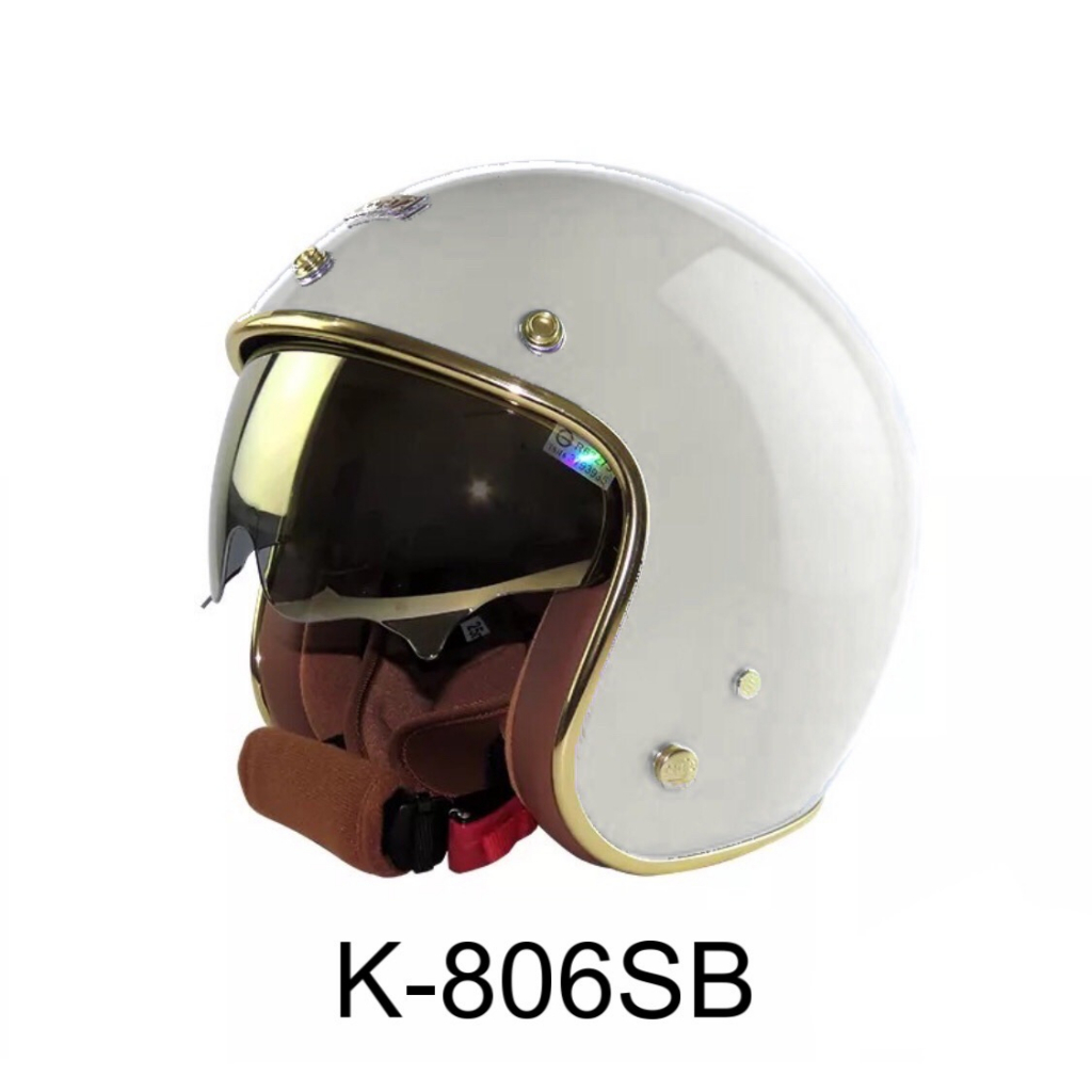 華泰Ninja 安全帽K-806SB 晶淬冷灰金色邊框多層膜內墨鏡金屬齒排釦全 