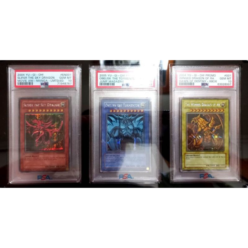 遊戲王天空龍巨神兵翼神龍PSA10 三幻神英美半鑽YMA-EN001 JMP-EN004