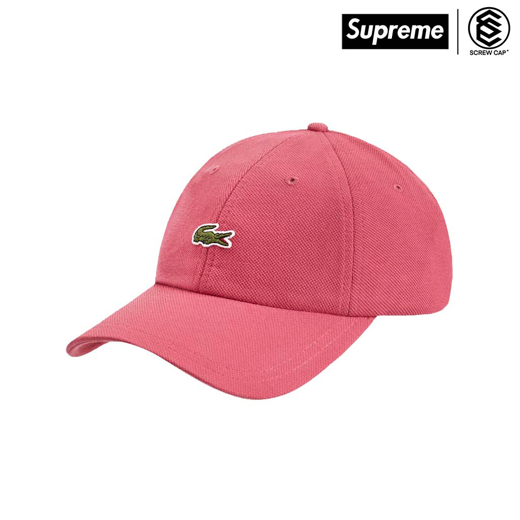 SUPREME LACOSTE FW19 PIQUE LOGO 6 PANEL CAP 粉紅帽子⫷ScrewCap