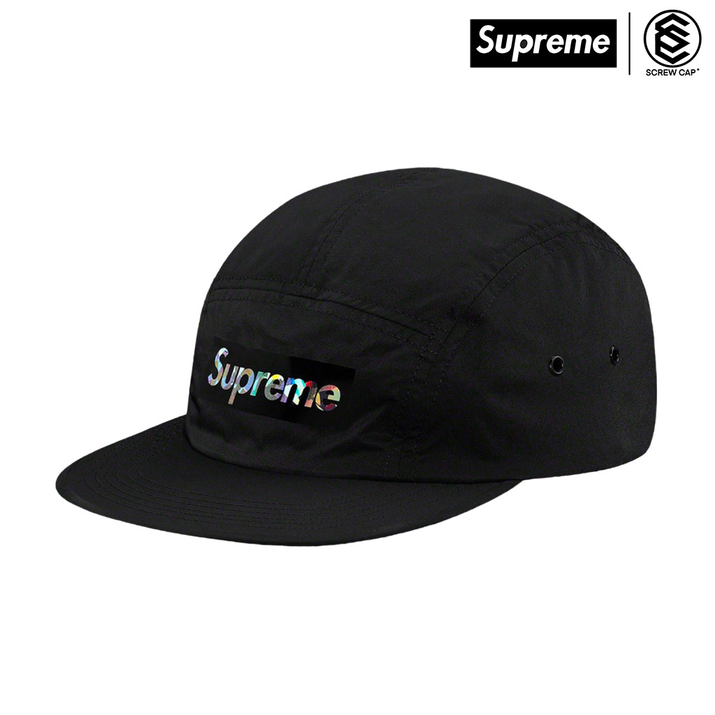 SUPREME HOLOGRAPHIC LOGO CAMP CAP 黑色五分帽五分割帽⫷ScrewCap