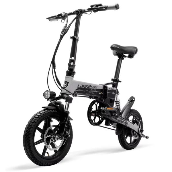 日本款LANKELEISI G100 14吋電動輔助摺疊腳踏車電動五檔速度腳踏六檔