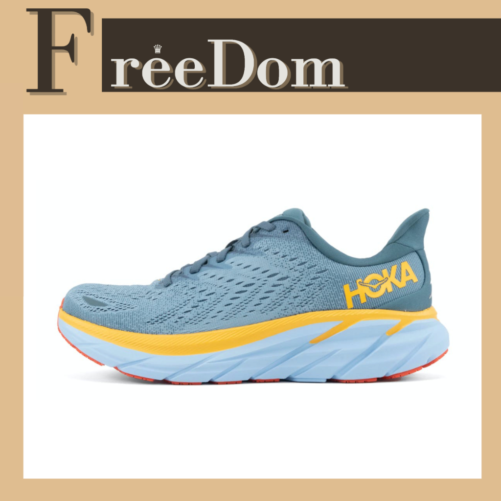 ㊕殺價】Hoka One One Clifton 8 灰藍黃柔軟慢跑透氣厚底1121374-GBMS