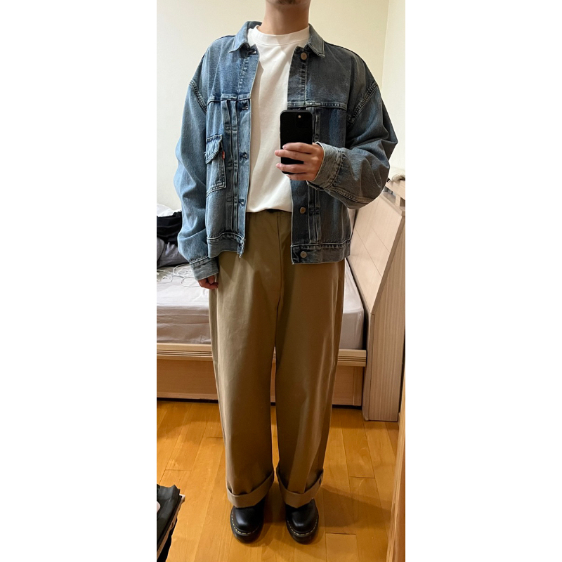 二手) UNIVERSAL PRODUCTS / NO TUCK WIDE CHINO TROUSERS 卡其1號