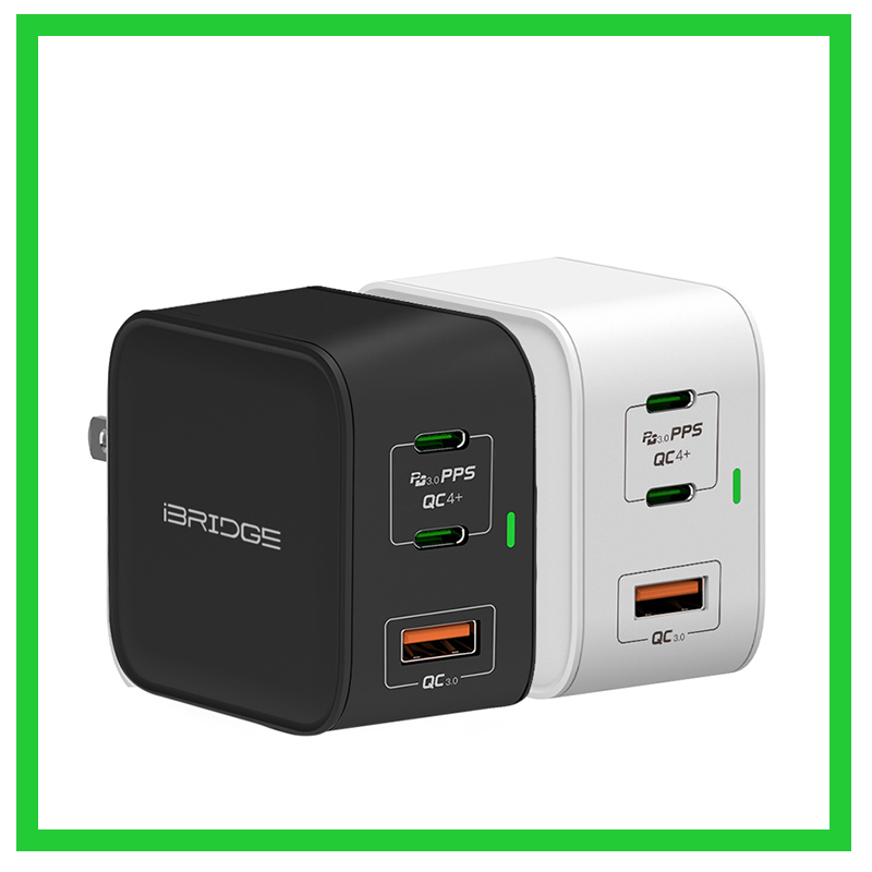 Chargeur Mural 65W 3 Ports USB/USB-C Blanc - Charge Rapide, Universel, Pour Téléphone/tablette