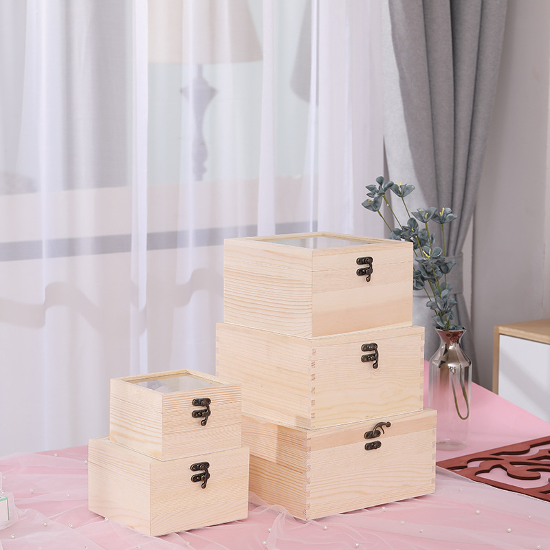 木盒 方型木盒 (12*12*8.5cm) 玻璃蓋木盒 木盒子 收納盒 小木盒 松木木盒子 玻璃蓋木盒子 實木收納盒 | 蝦皮購物