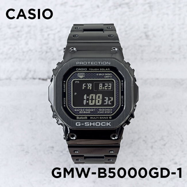 金台鐘錶】CASIO卡西歐G-SHOCK (全黑X不鏽鋼) 藍牙六局電波太陽能GMW