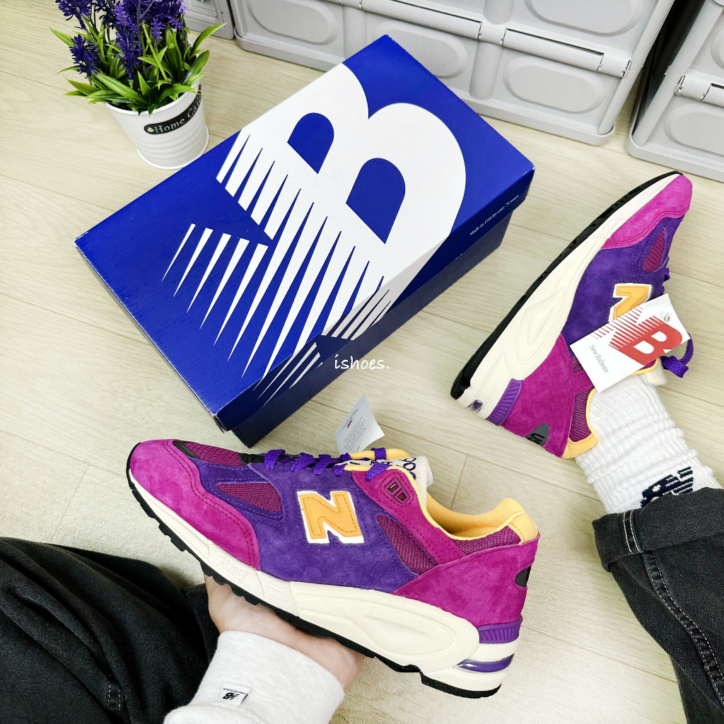 現貨iShoes正品New Balance 990 V2 男鞋美製桃紫復古慢跑休閒鞋M990PY2